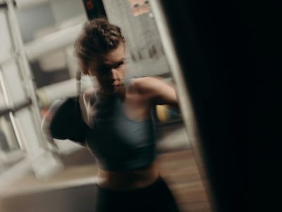 Blurred motion of hands during a cardio exercise session